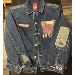 FUBU Platinum Vtg Jacket Fat Albert Junkyard‎ Gang Denim Button Size 10-12 Y2K